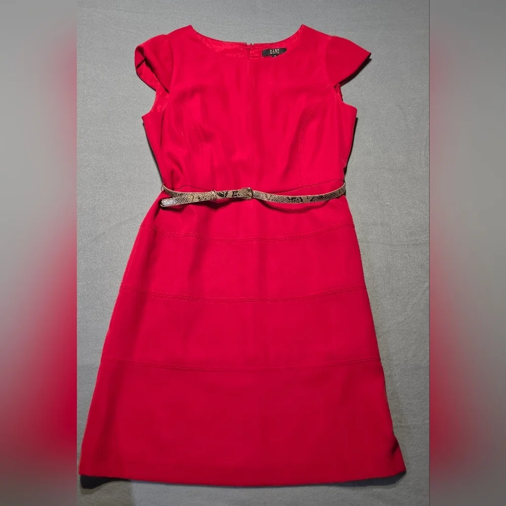 Alex Marie Vibrant Red Midi Dress with Cap Sleeves EUC Size 16 PTP 22 - Picture 2 of 5